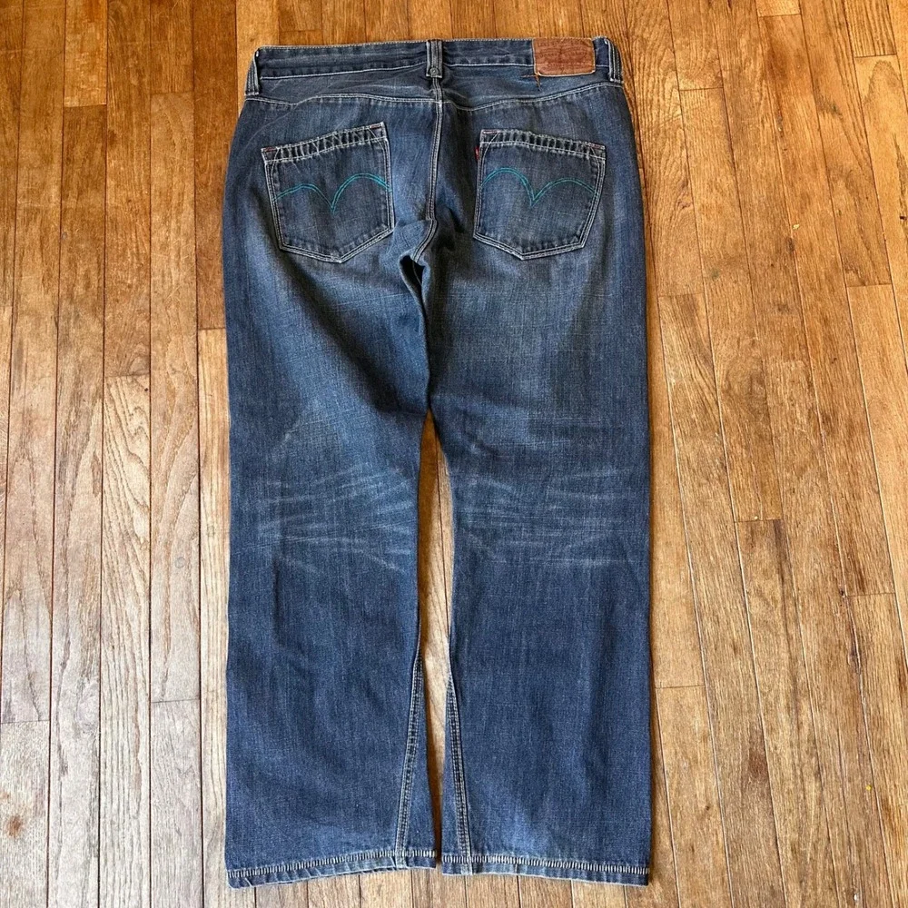 Levi's Straight Fit Jeans Mens 36x30 Button Fly Contrast Stitch‎ Casual Y2K Vtg